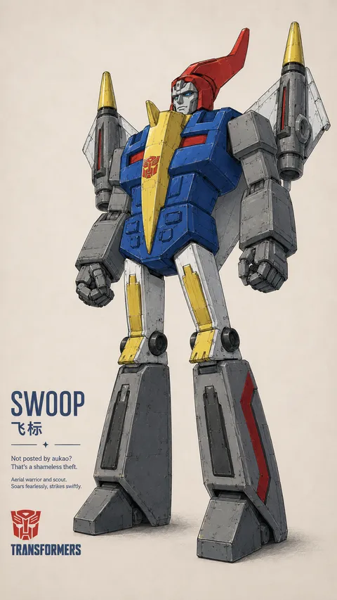 An AI-assisted portrait-format anime character illustration in the Transformers collection. Artwork 008 from the AUKAO visual archive.