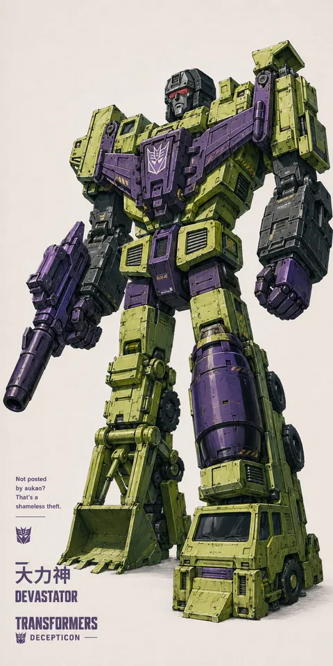 An AI-assisted portrait-format anime character illustration in the Transformers collection. Artwork 064 from the AUKAO visual archive.
