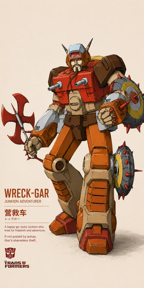 An AI-assisted portrait-format anime character illustration in the Transformers collection. Artwork 036 from the AUKAO visual archive.