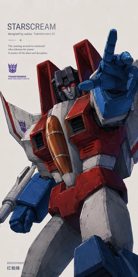 An AI-assisted portrait-format anime character illustration in the Transformers collection. Artwork 052 from the AUKAO visual archive.