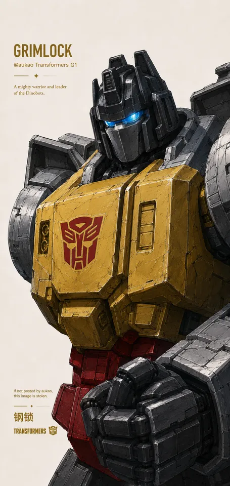 An AI-assisted portrait-format anime character illustration in the Transformers collection. Artwork 006 from the AUKAO visual archive.