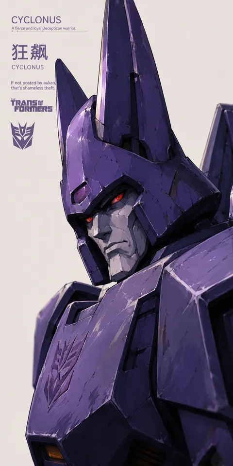 An AI-assisted portrait-format anime character illustration in the Transformers collection. Artwork 049 from the AUKAO visual archive.