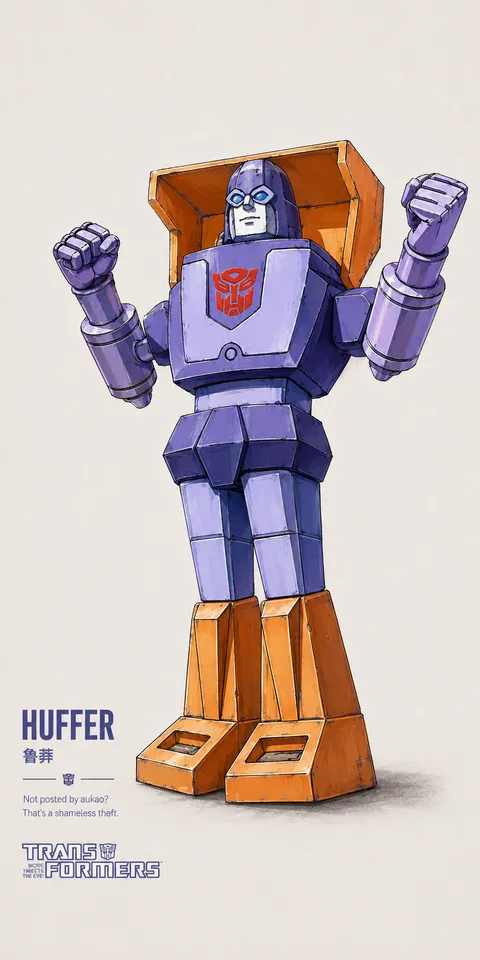 An AI-assisted portrait-format anime character illustration in the Transformers collection. Artwork 019 from the AUKAO visual archive.