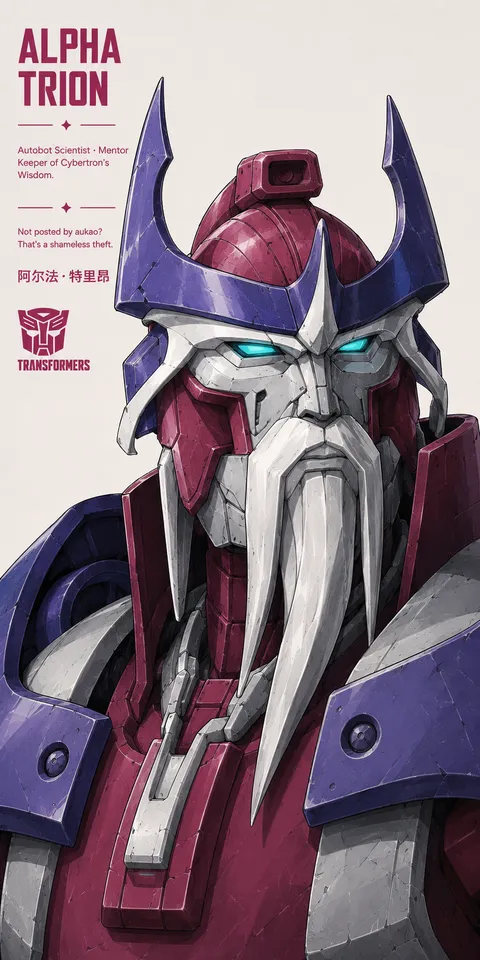 An AI-assisted portrait-format anime character illustration in the Transformers collection. Artwork 024 from the AUKAO visual archive.