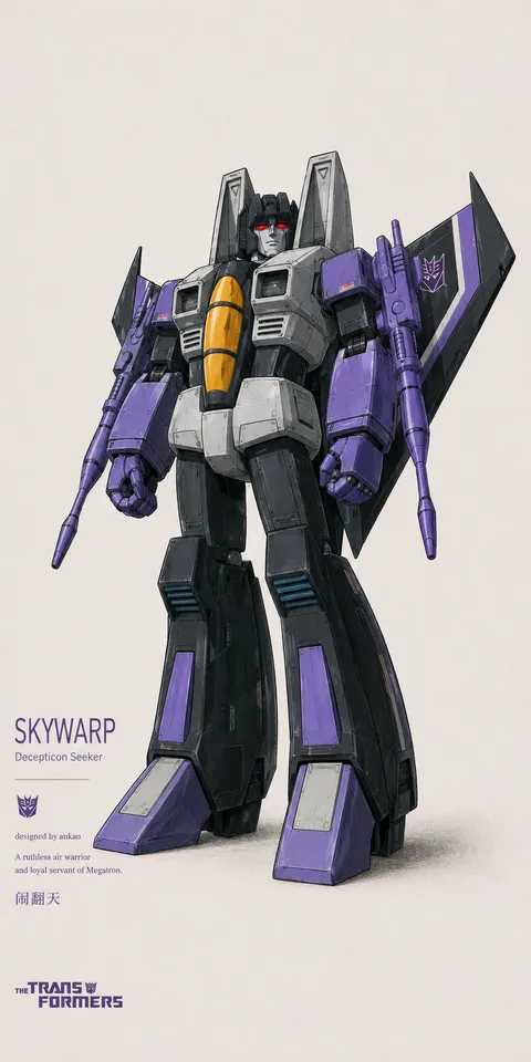 An AI-assisted portrait-format anime character illustration in the Transformers collection. Artwork 056 from the AUKAO visual archive.