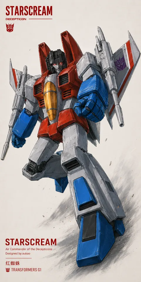 An AI-assisted portrait-format anime character illustration in the Transformers collection. Artwork 053 from the AUKAO visual archive.