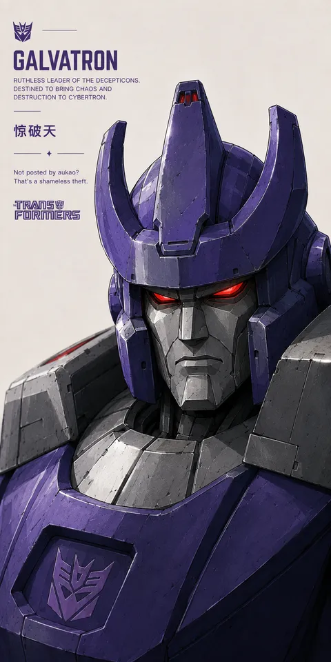 An AI-assisted portrait-format anime character illustration in the Transformers collection. Artwork 038 from the AUKAO visual archive.