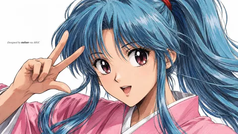An AI-assisted landscape-format anime character illustration in the Yu Yu Hakusho collection. Artwork 020 from the AUKAO visual archive.