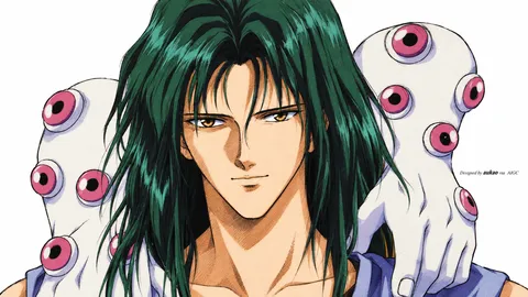 An AI-assisted landscape-format anime character illustration in the Yu Yu Hakusho collection. Artwork 022 from the AUKAO visual archive.