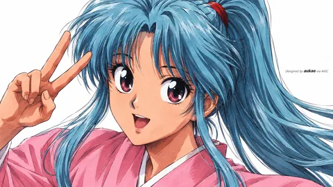 An AI-assisted landscape-format anime character illustration in the Yu Yu Hakusho collection. Artwork 033 from the AUKAO visual archive.