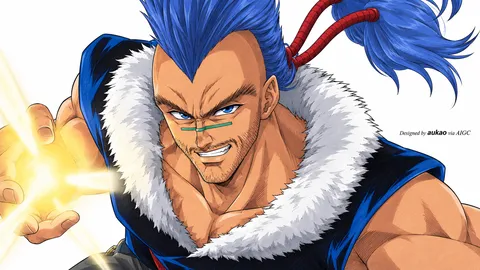 An AI-assisted landscape-format anime character illustration in the Yu Yu Hakusho collection. Artwork 001 from the AUKAO visual archive.