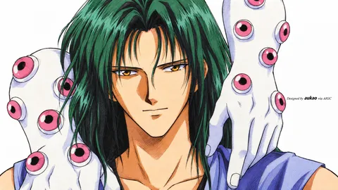 An AI-assisted landscape-format anime character illustration in the Yu Yu Hakusho collection. Artwork 024 from the AUKAO visual archive.