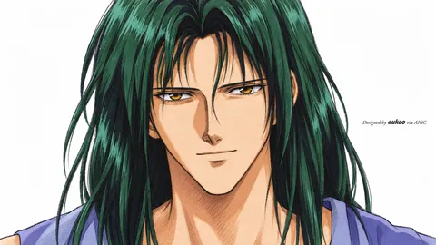An AI-assisted landscape-format anime character illustration in the Yu Yu Hakusho collection. Artwork 040 from the AUKAO visual archive.