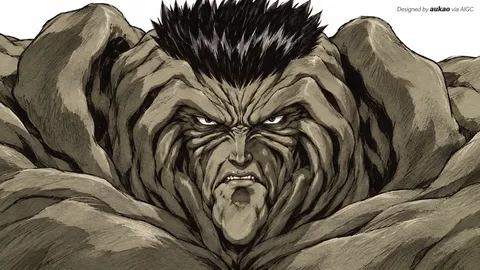 An AI-assisted landscape-format anime character illustration in the Yu Yu Hakusho collection. Artwork 038 from the AUKAO visual archive.