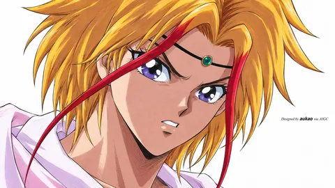 An AI-assisted landscape-format anime character illustration in the Yu Yu Hakusho collection. Artwork 021 from the AUKAO visual archive.