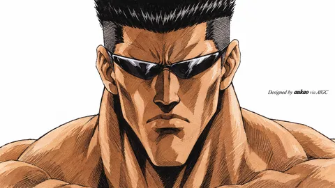 An AI-assisted landscape-format anime character illustration in the Yu Yu Hakusho collection. Artwork 036 from the AUKAO visual archive.